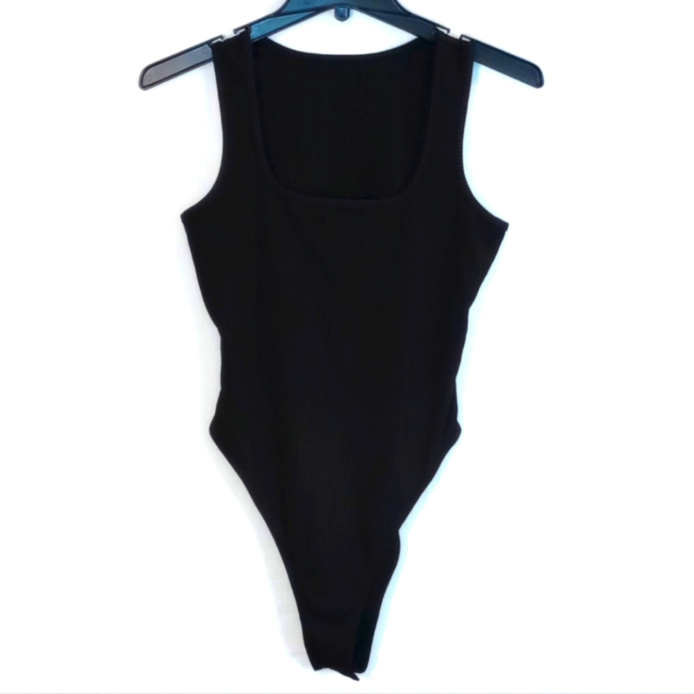 Black ribbed tank top bodysuit women's size small